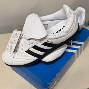 adidas White and Black Samba Leather Sneakers